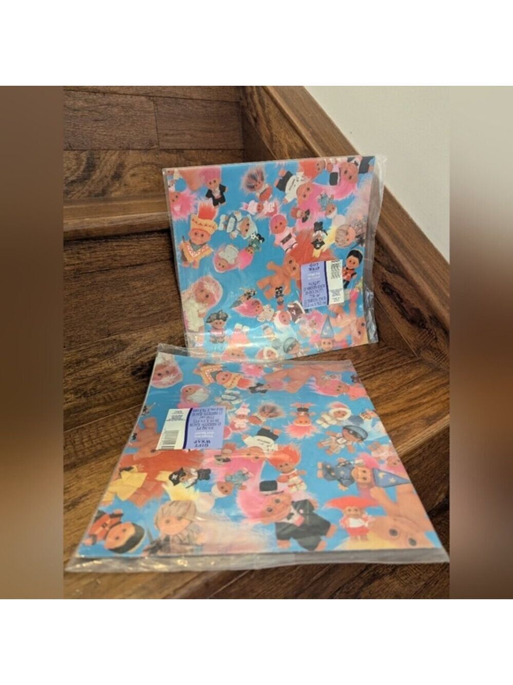 Vintage Troll Dolls Hallmark Wrapping Paper NWT 2 packs